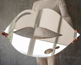 Silver or Gold Lips Mirror Decor Wall hanging Home Decor Kiss Art Kiss Lips Decor for Salon Decor Beauty Shop Decor