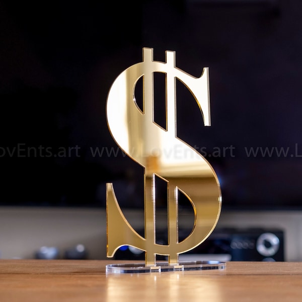 Large dollar sign gold mirror backdrop Mirrored money sign Custom dollar symbol Money art for room decor Backdrops dollar symbol