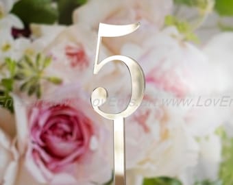 Tall silver table numbers, Big gold mirror wedding table numbers, Luxury gold table numbers on a stick, Mirror table numbers for decoration