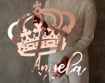 Personalized Acrylic Royal Crown Sign, Custom Name Wall Decor