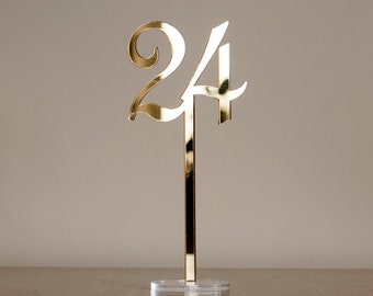 Two Sides Golden Mirror Acrylic Table numbers, Wedding Table Numbers, Wedding Table Decor, Table Numbers