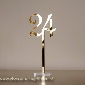 Two Sides Golden Mirror Acrylic Table numbers, Wedding Table Numbers, Wedding Table Decor, Table Numbers