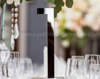 Modern Black & Gold Mirror Acrylic Wedding Table Numbers | Elegant Table Decor