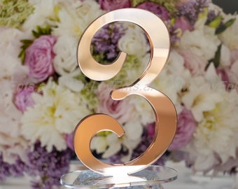 Gold mirror acrylic table numbers, Silver wedding table numbers, Mirror wedding table decor, Big table numbers