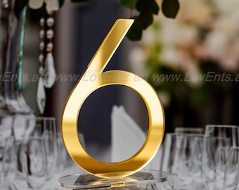 Gold Mirror Acrylic Table Numbers, Wedding Centerpieces
