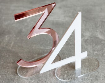 Rose Gold Mirror Acrylic Table Numbers, Wedding Table Numbers, Wedding Table Decor, Table Numbers