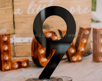 modern black wedding table numbers || Gold mirror large size numbers for wedding table decoration