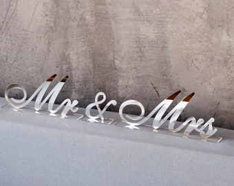 Silver mirror MR and MRS wedding decor, MR and Mrs Sign, Free Standing Wedding Table Signs, Mr&Mrs mirror Letters, table centerpiece decor