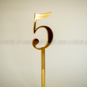 Gold Table Numbers, Wedding table numbers, Luxury gold table numbers on a stick, Mirrored table numbers for event decoration, Gold wedding