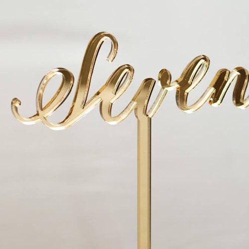 7 Gold Mirror Acrylic Table Numbers Wedding 7 Gold Mirror Acrylic Table Numbers, Gold Mirror Acrylic Table Numbers