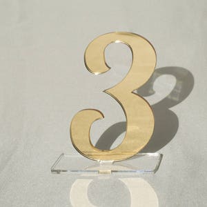 Chic stylish Gold mirror acrylic table numbers for Wedding Table Numbers, Wedding Table Decor, Table Numbers, image 2