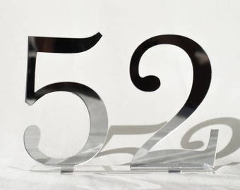 5" mirror acrylic Table Numbers, Wedding Table Numbers, Wedding Table Numbers Set, Wedding Table Decor, Table Numbers