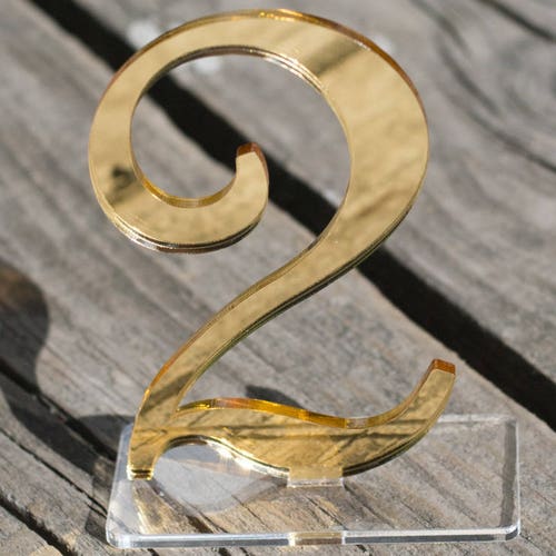 Wedding Freestanding Table Numbers Gold Mirror Table Numbers Table Centerpiece 