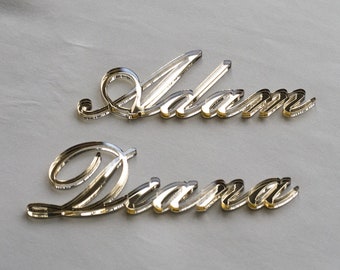 Mirror acrylic name cards for party, Wedding place cards, Acrylic laser cut names, name cards wedding, Individual Name Cards Anna