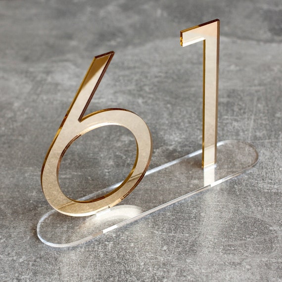 Gold Mirror Wedding Acrylic Table Numbers Gold Mirror Wedding Acrylic Table, Gold Mirror Acrylic Table Numbers