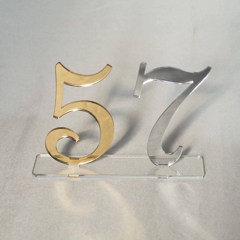 Acrylique miroir doré, numéros de table, numéros de table de mariage, décoration de table de mariage, numéros de table image 5