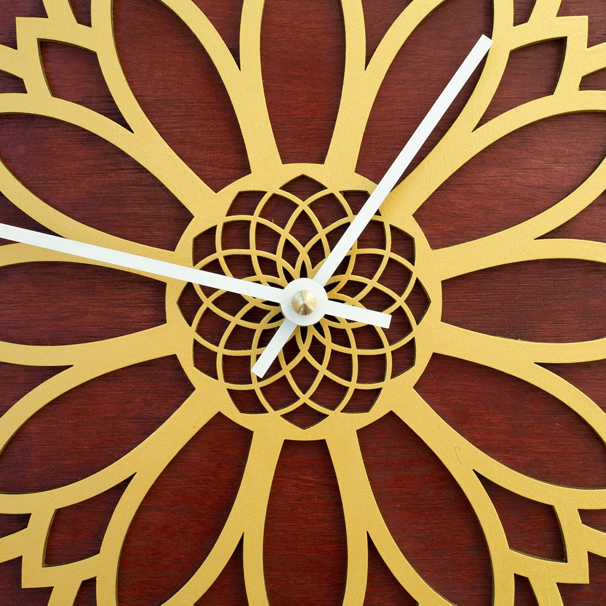 Golden Sunflower Clock Wood modern clock Flower of Life Etsy