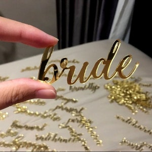 gold mirror acrylic personalized wedding laser cut place cards for wedding or party table place name card