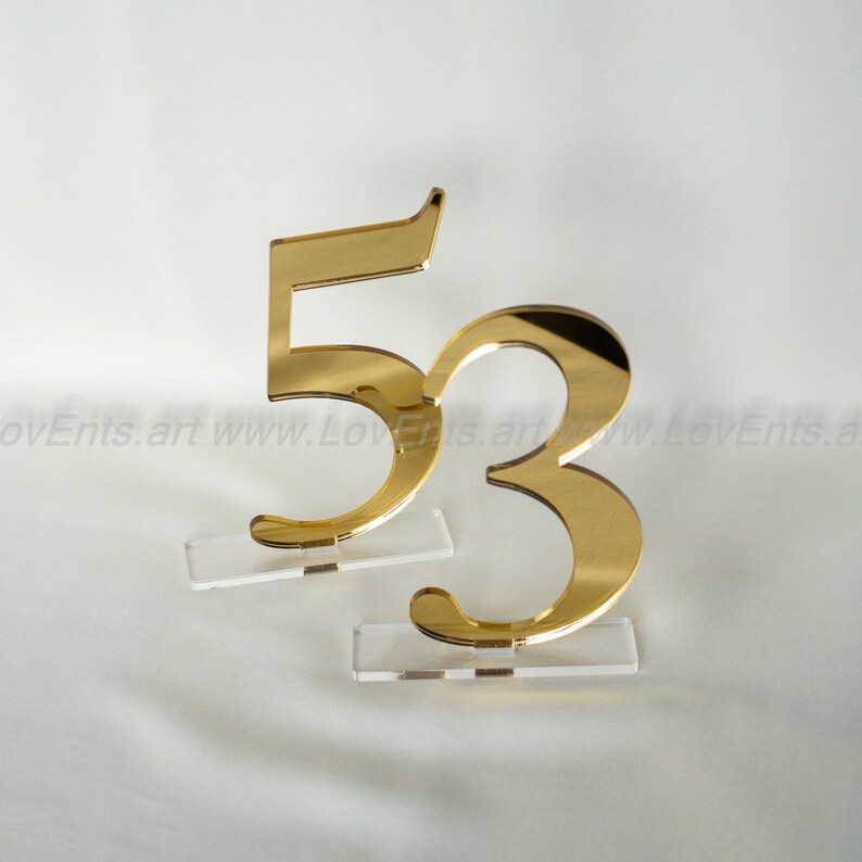 gold mirror acrylic Table Numbers 5, Wedding Table Numbers Set, Wedding Table Numbers, Wedding Table Decor, Table Numbers, image 6