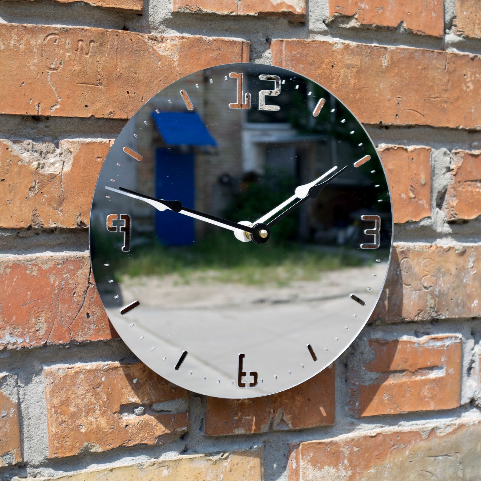 Silver mirror large wall clock mirrored Unique clock Modern Etsy