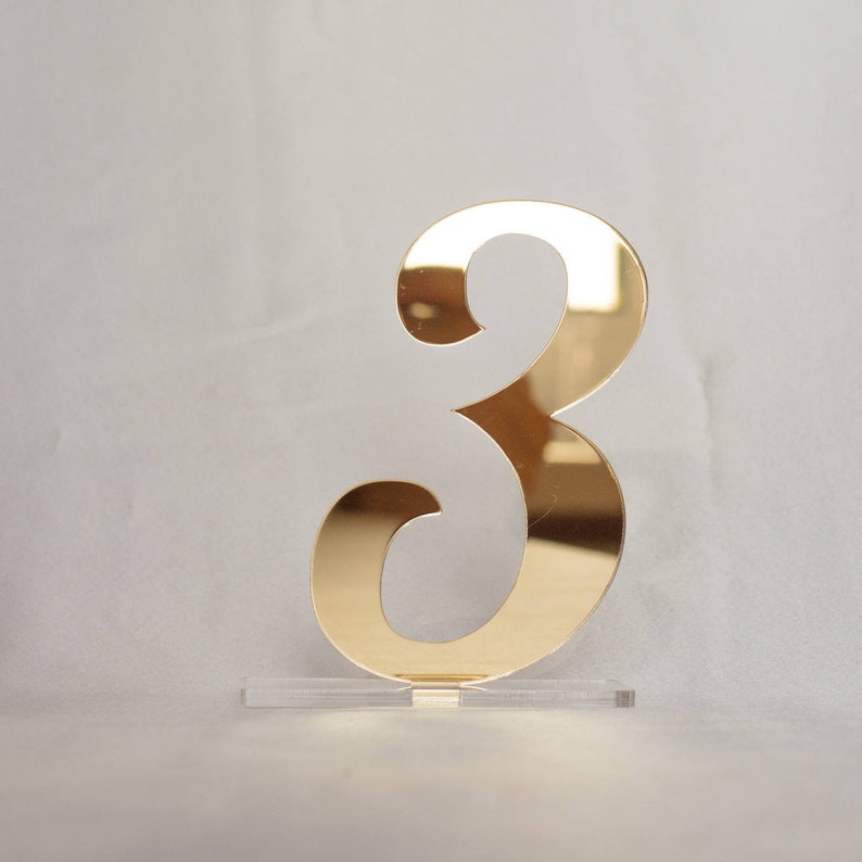 Chic stylish Gold mirror acrylic table numbers for Wedding Table Numbers, Wedding Table Decor, Table Numbers, image 1