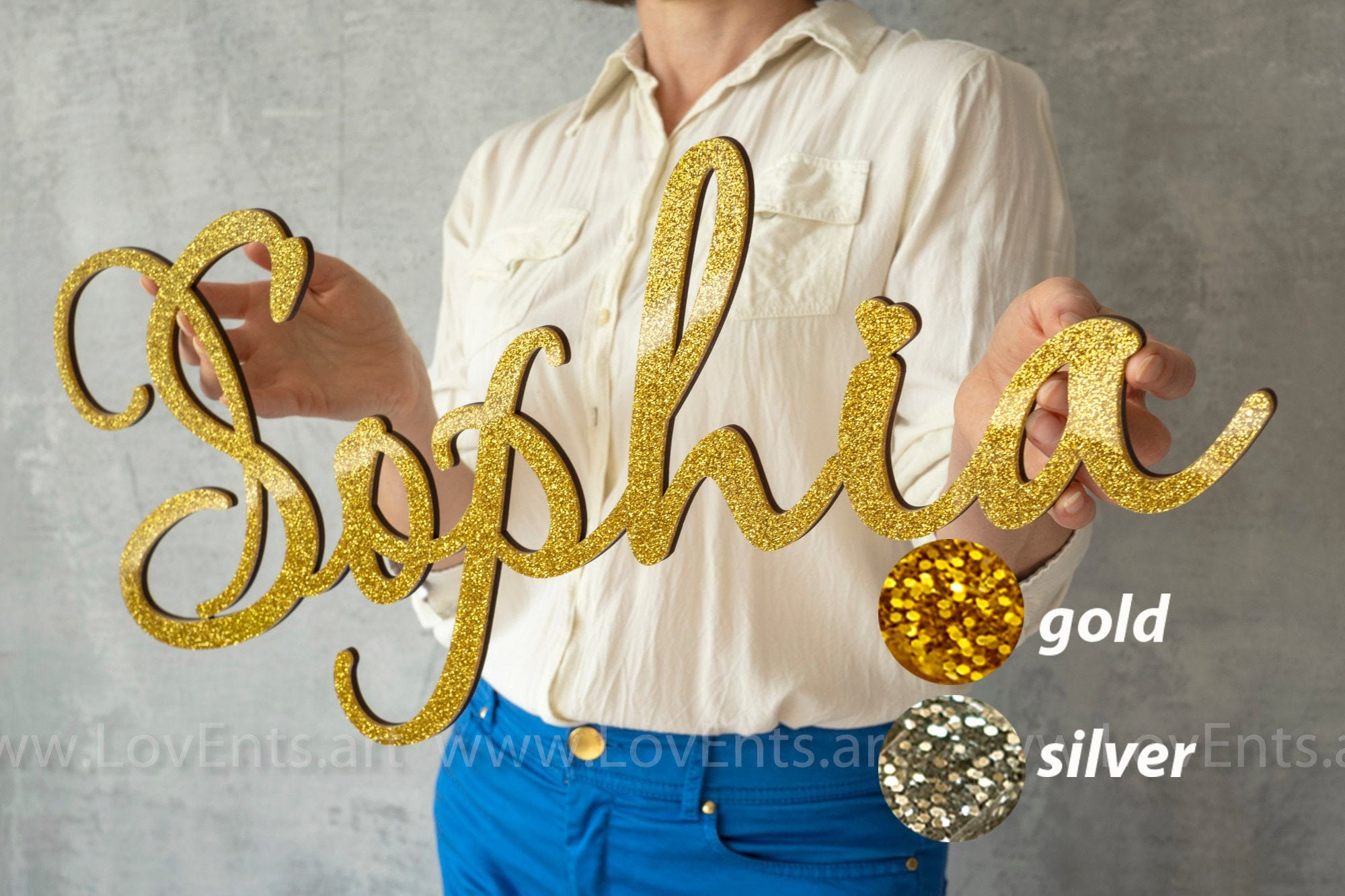 Glitter gold backdrop name sign Large personalized name sign Etsy
