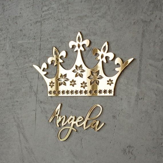Baby room art Princess crown rose Gold Prince Royal Crown with Your Name Personalized queen crown Children room art Crown Wall Decor