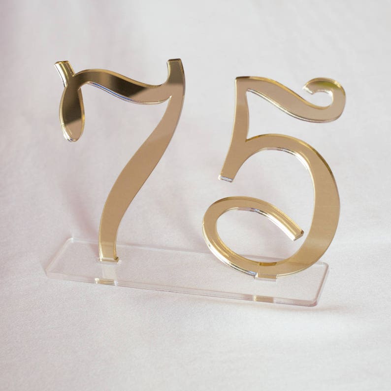 3 1/2 Gold Mirror Acrylic Table Numbers Wedding Table Etsy