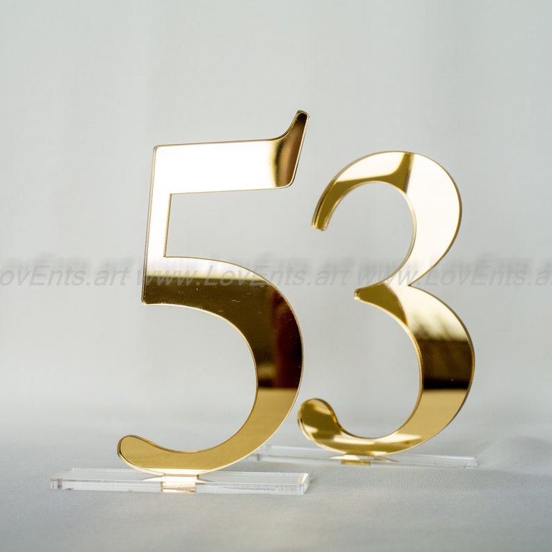 mirror acrylic Table Numbers 5, Wedding Table Numbers, Wedding Table Numbers Set, Wedding Table Decor, Table Numbers, image 3