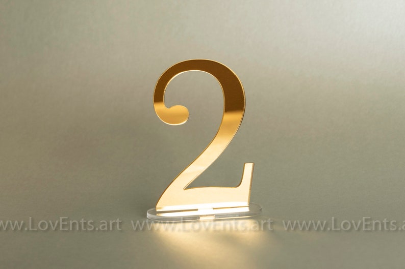 5 mirror acrylic Table Numbers, Wedding Table Numbers, Wedding Table Numbers Set, Wedding Table Decor, Table Numbers image 2