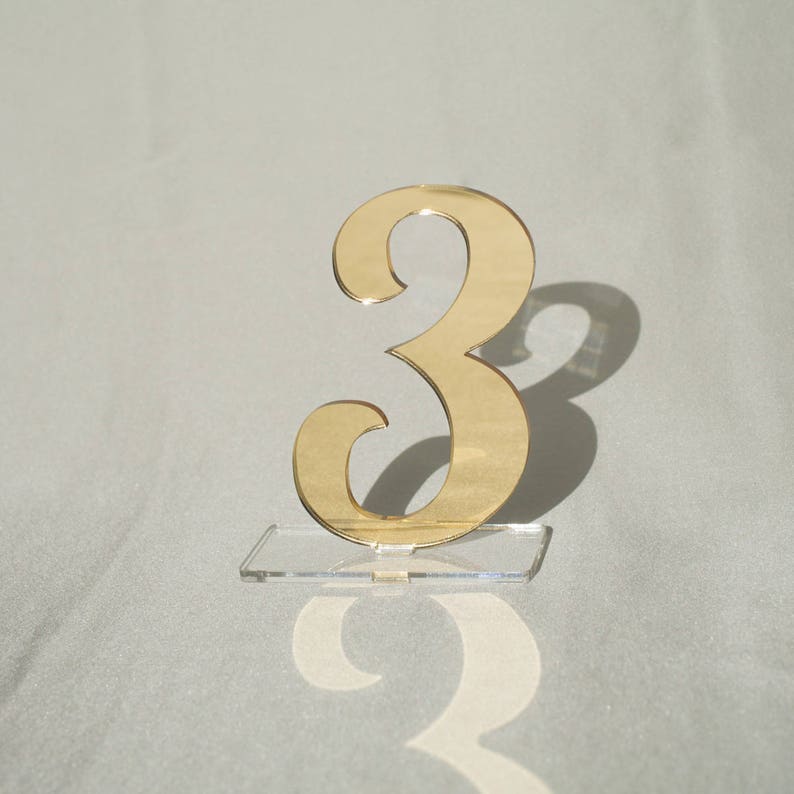 Chic stylish Gold mirror acrylic table numbers for Wedding Table Numbers, Wedding Table Decor, Table Numbers, image 2