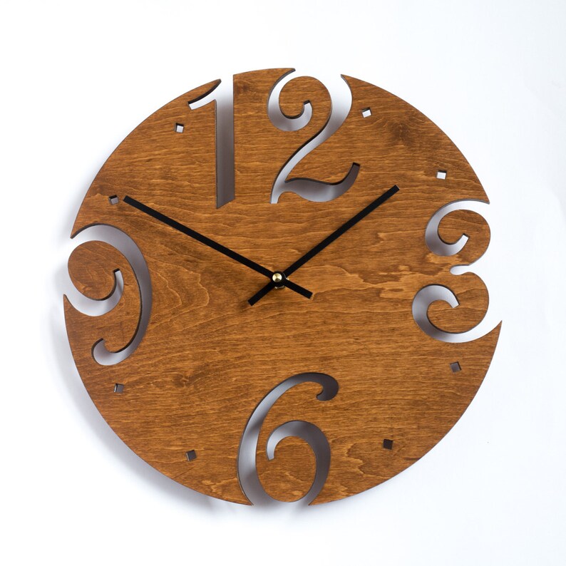 Large Wall Clock Unique clock Modern Clock Wooden Wall Etsy