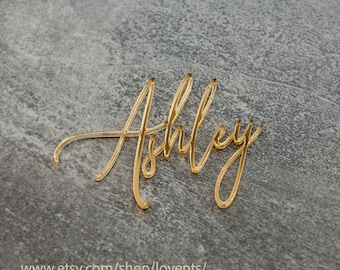 Rose gold mirror acrylic personalized wedding laser cut name place cards for guests for wedding or party table place name card