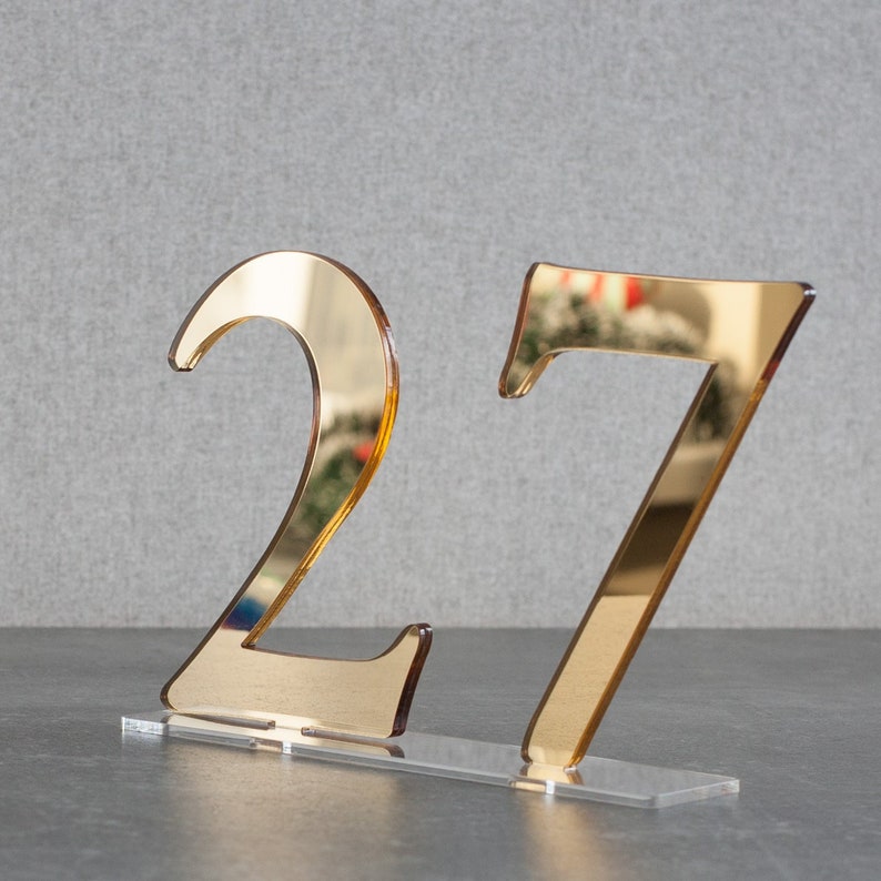 Two Sides Golden Mirror Acrylic Wedding Table Numbers Wedding Etsy