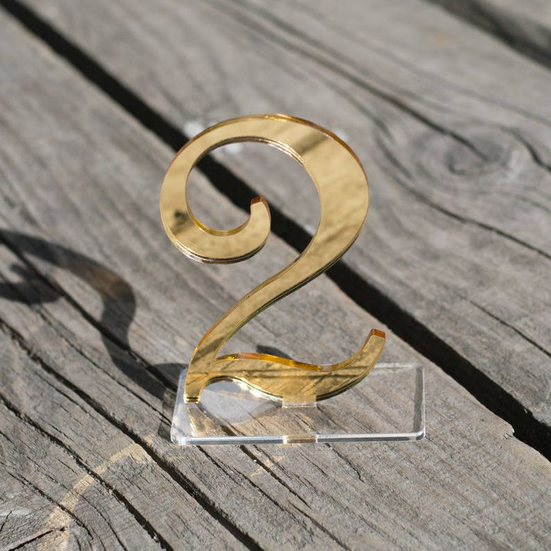 gold mirror acrylic Table Numbers, Wedding Table Numbers, Wedding Table Decor, Table Numbers image 1