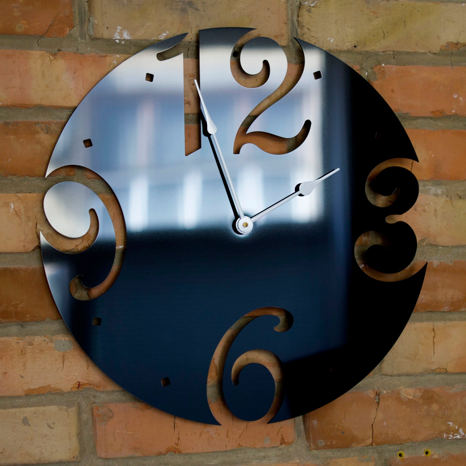 Mirrored large wall clock Unique clock Modern Clock black Etsy