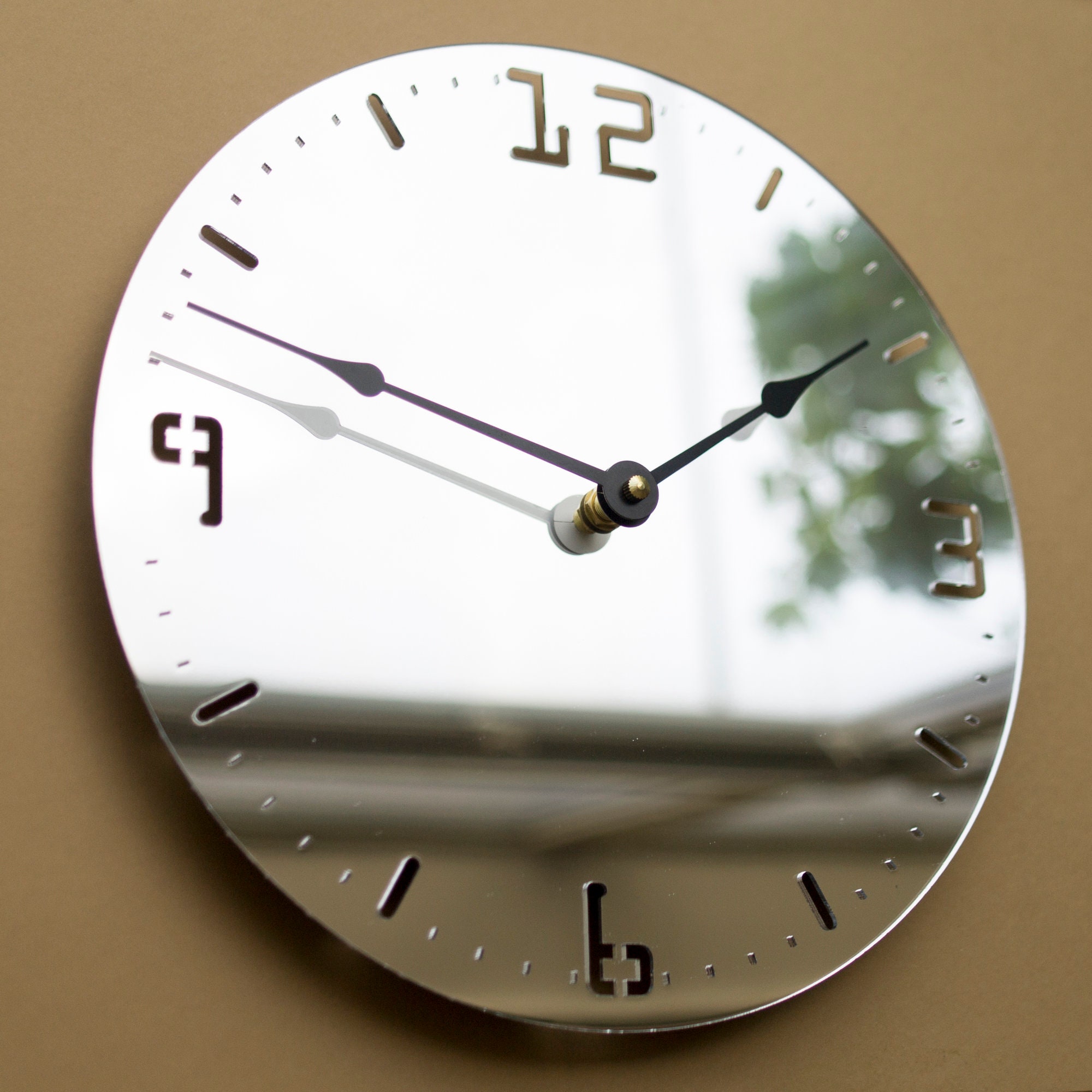 Silver mirror large wall clock mirrored Unique clock Modern Etsy