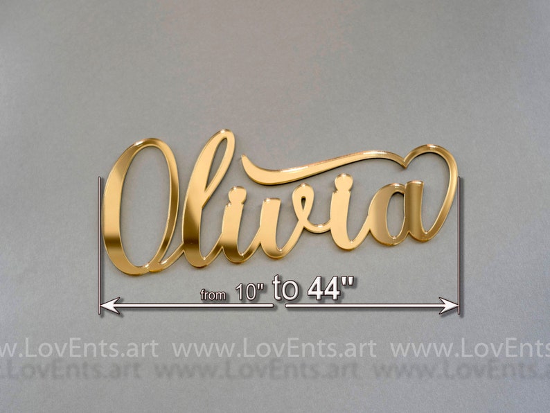 Gold mirror large personalized name sign, wall mirror name sign, Baby name sign, Custom Name room decor Plaque Letters Backdrops Party decor image 1