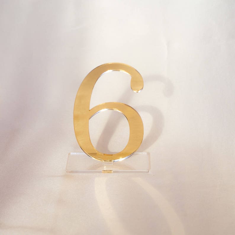 5 mirror acrylic Table Numbers, Wedding Table Numbers, Wedding Table Numbers Set, Wedding Table Decor, Table Numbers image 7