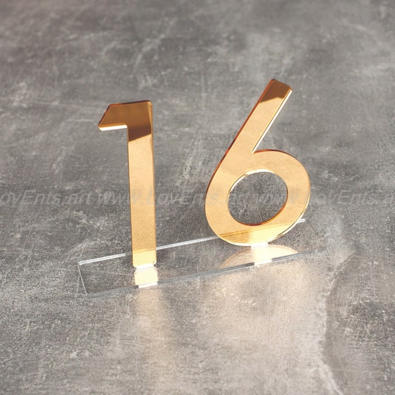 Rose Gold Mirror Acrylic Table Numbers Wedding Rose Gold Mirror Acrylic Table Numbers, Gold Mirror Acrylic Table Numbers