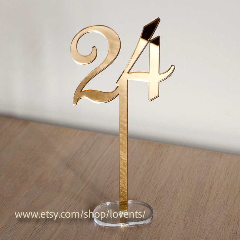 Two Sides Golden Mirror Acrylic Table numbers, Wedding Table Numbers, Wedding Table Decor, Table Numbers image 4
