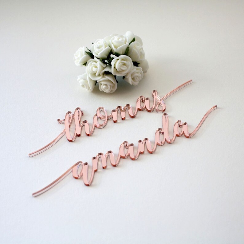 Rose Gold Mirror Acrylic Personalized Wedding Laser Cut Name Etsy