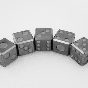 16mm Pure Titanium &quot;Balanced Pips&quot; D6 Die/Dice Single, Pair or 5 Pack Made in New England