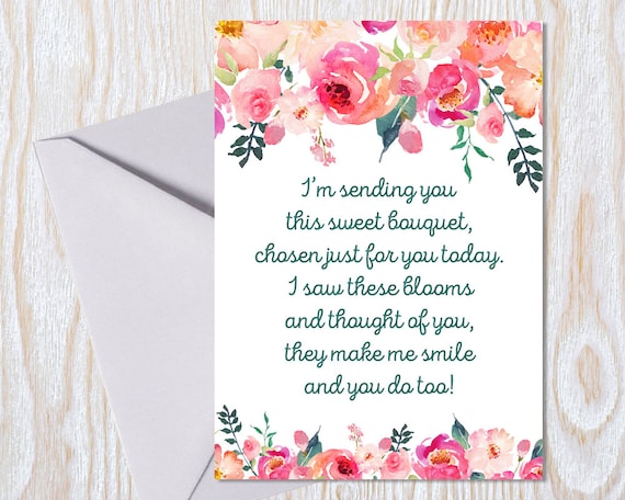 Friendship Greeting Card Watercolour Flowers Modern Pink Etsy