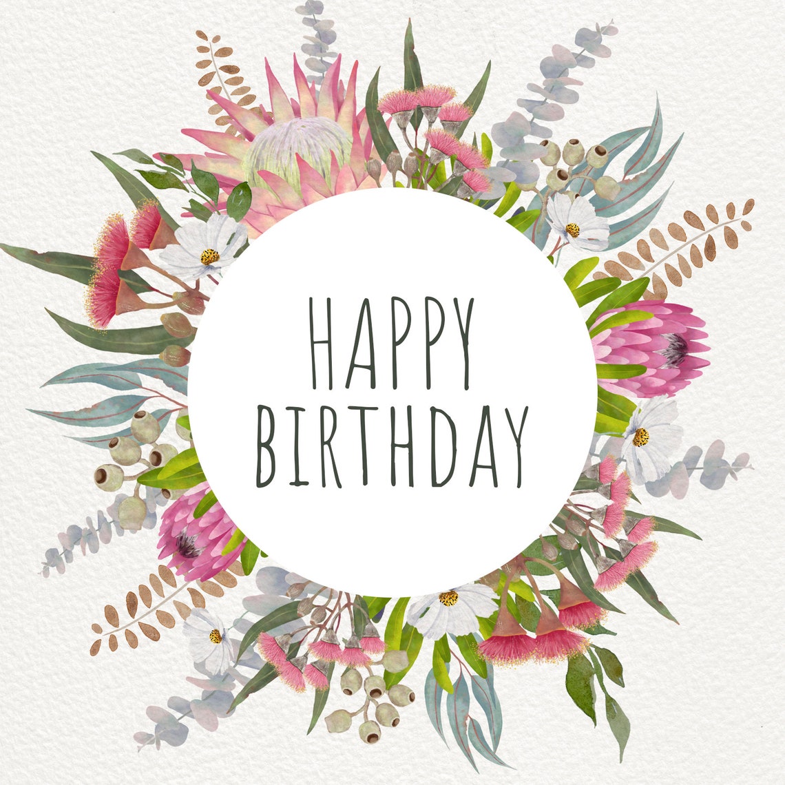 Happy Birthday Card Australian Native Flower Greeting Card Etsy