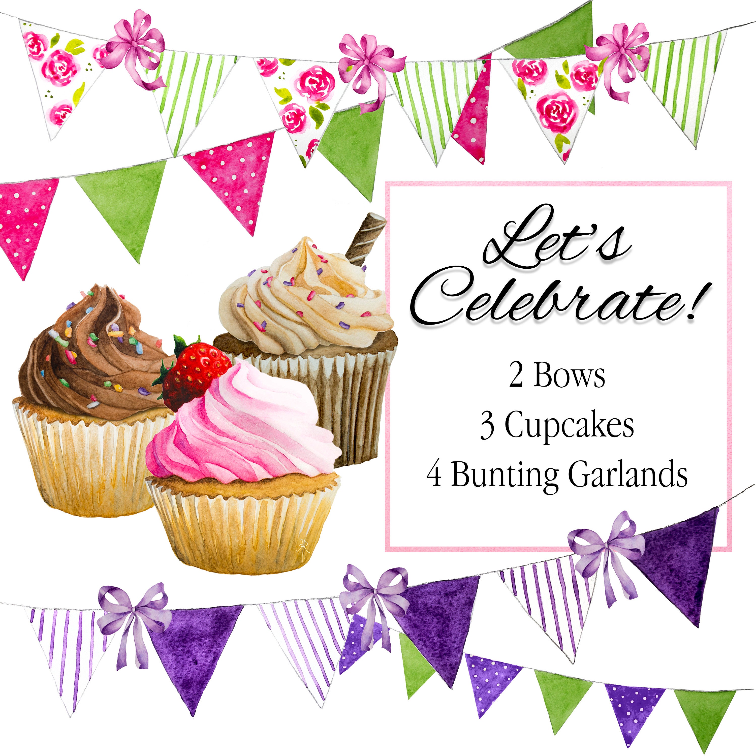 Celebration Clip Art Birthday Clip Art Cupcakes Digital Etsy