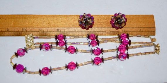 Vintage Beaded Crystal Necklace,Bracelet, Earring… - image 8
