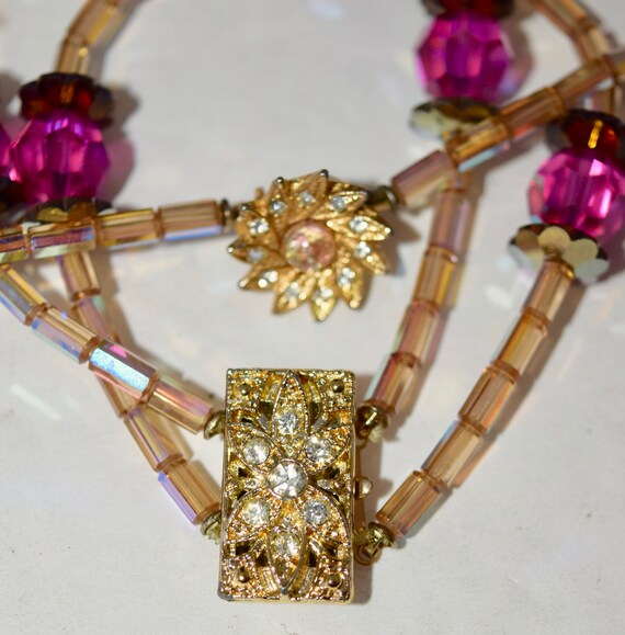 Vintage Beaded Crystal Necklace,Bracelet, Earring… - image 2