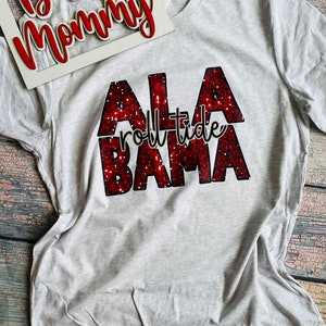 Alabama SEQUIN noir roll tide png Lettres empilées