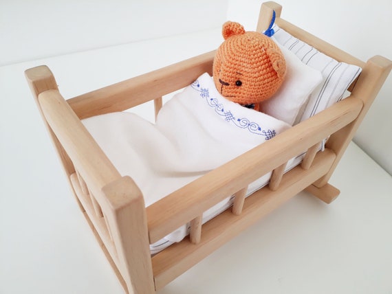 wooden doll bassinet